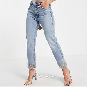 River Island Bling Embellished Slim Jeans in Blue